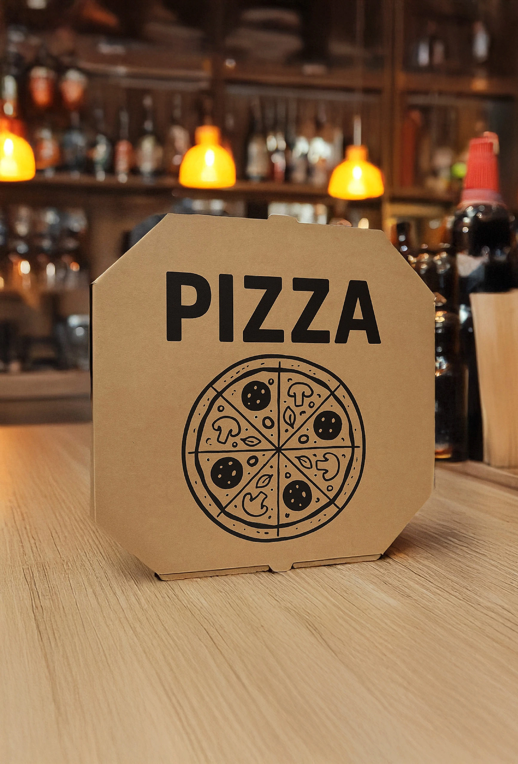 Caja para pizzas 33x33x4 octogonal